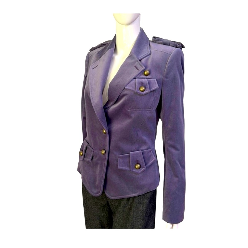 YVES SAINT LAURENT lilac lavender vintage velvet military jacket, Small, EUC